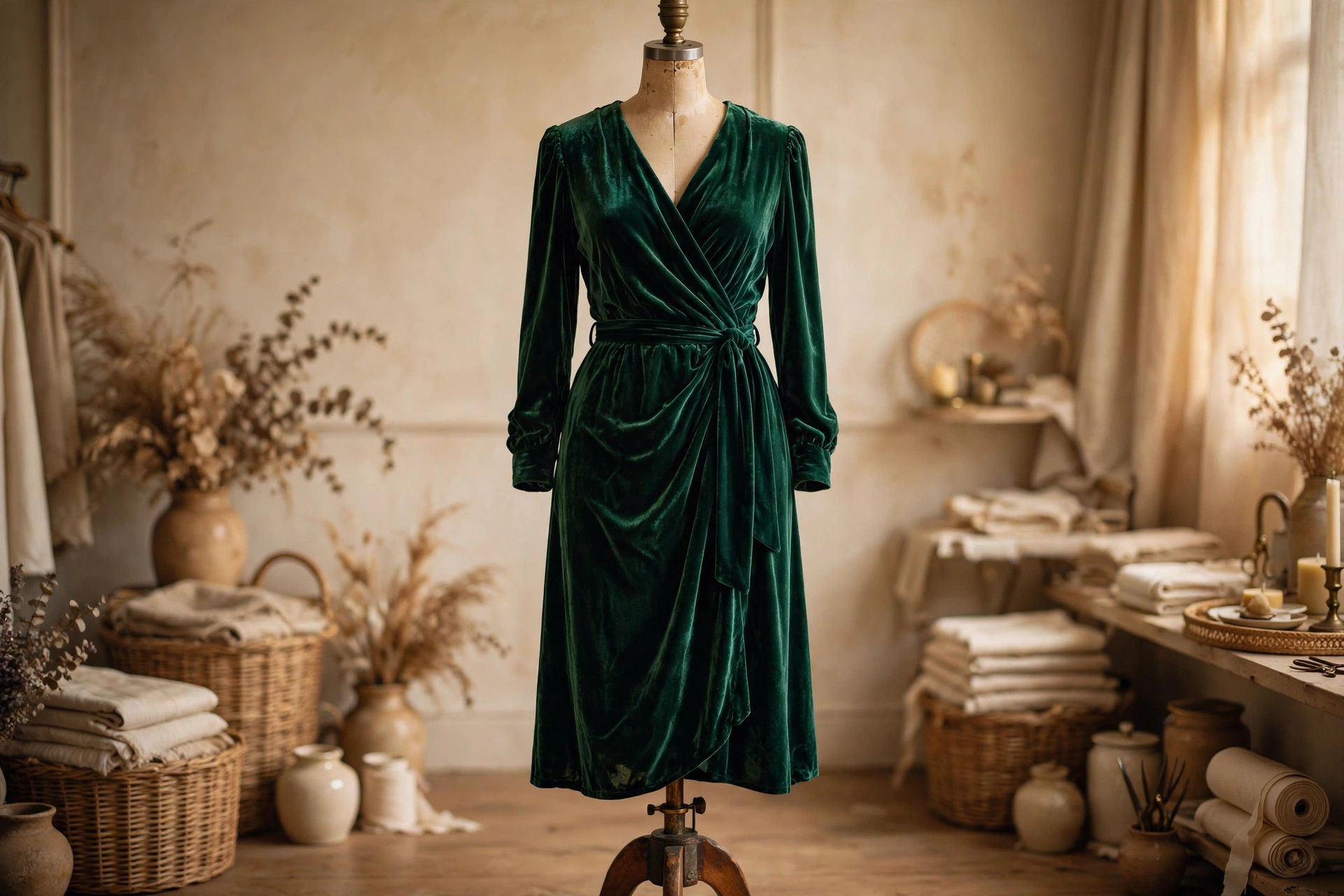 Green velvet dress